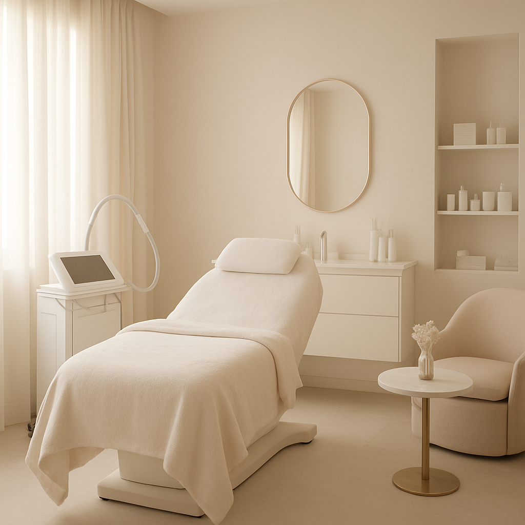 Calm, modern treatment room at Nuda Beauty Lab Scarborough